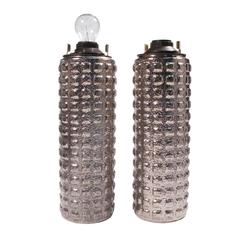 Pair of Midcentury Swedish Metallic Glass Lamps