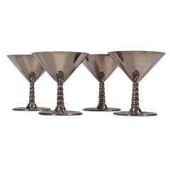 Set of Six Scandinavian Modern Sterling Silver Cocktail Glasses