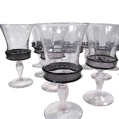 Set of 12 Art Deco Glasses by Steuben