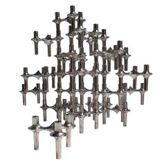 Grouping of Midcentury Modular Chrome Candleholders
