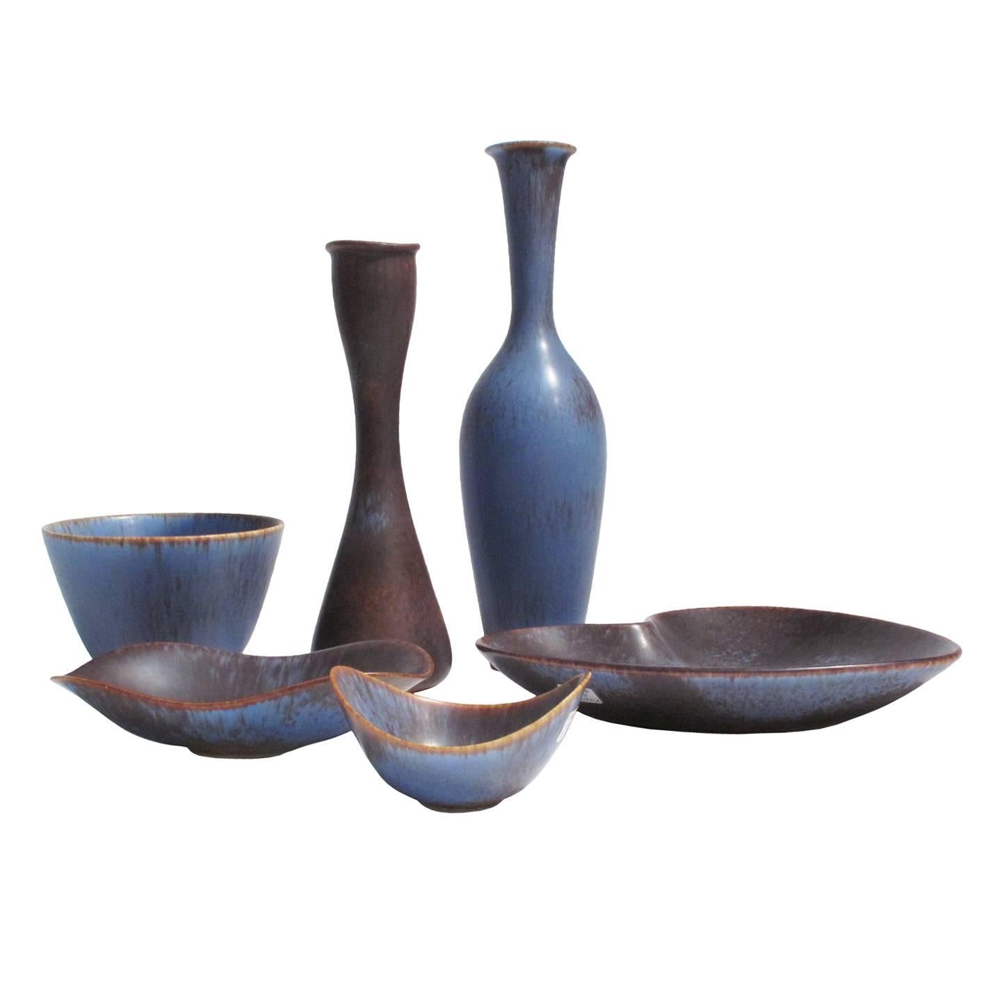 Mid-Century Modern Midcentury Blue Gunnar Nylund Ceramic Vase for Rorstrand For Sale
