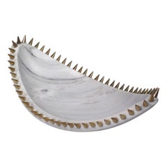 Large Marble Bowl with Brass Spikes