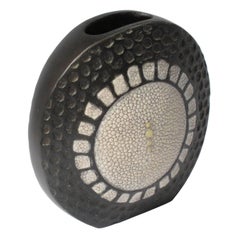 Blackened Brass and Shagreen Vase