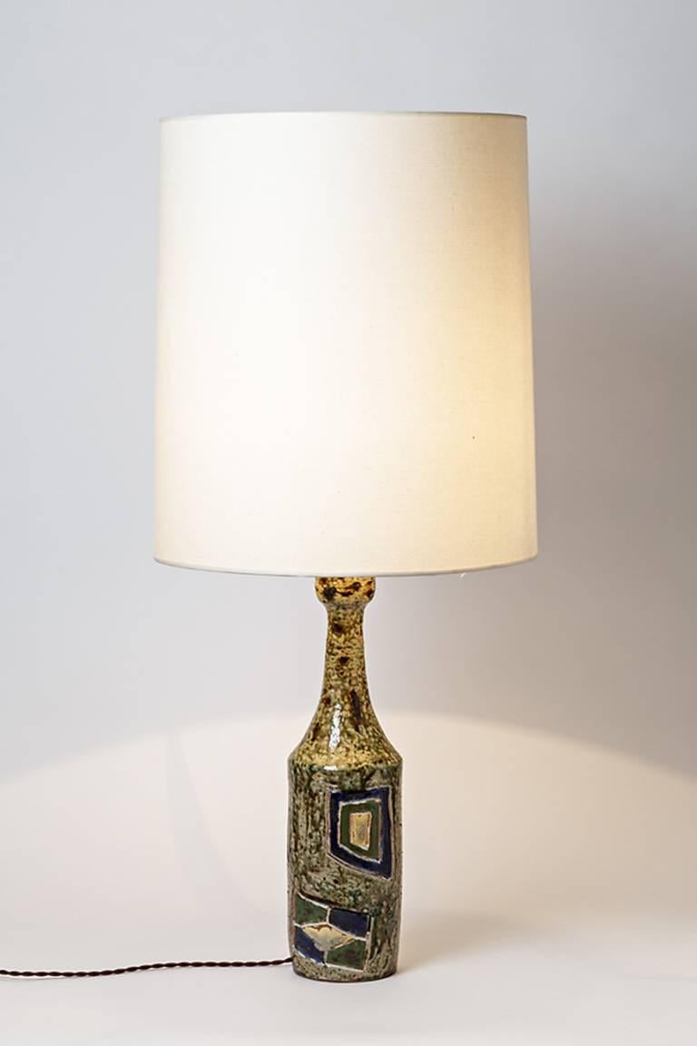 Fin du 20e siècle Lampe en grès abstrait de Mallet La Borne, 1970 en vente