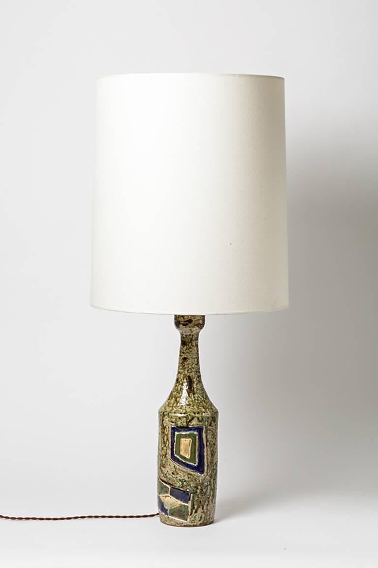 Abstract Stoneware Lamp by Mallet La Borne, 1970 In Excellent Condition For Sale In Neuilly-en- sancerre, FR