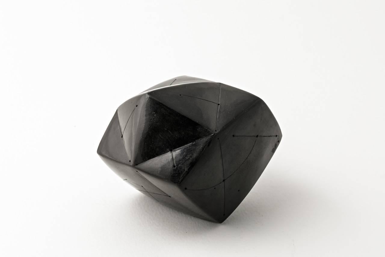 European Elegant Black Ceramic Abstract Sculpture by Nadia Pasquer