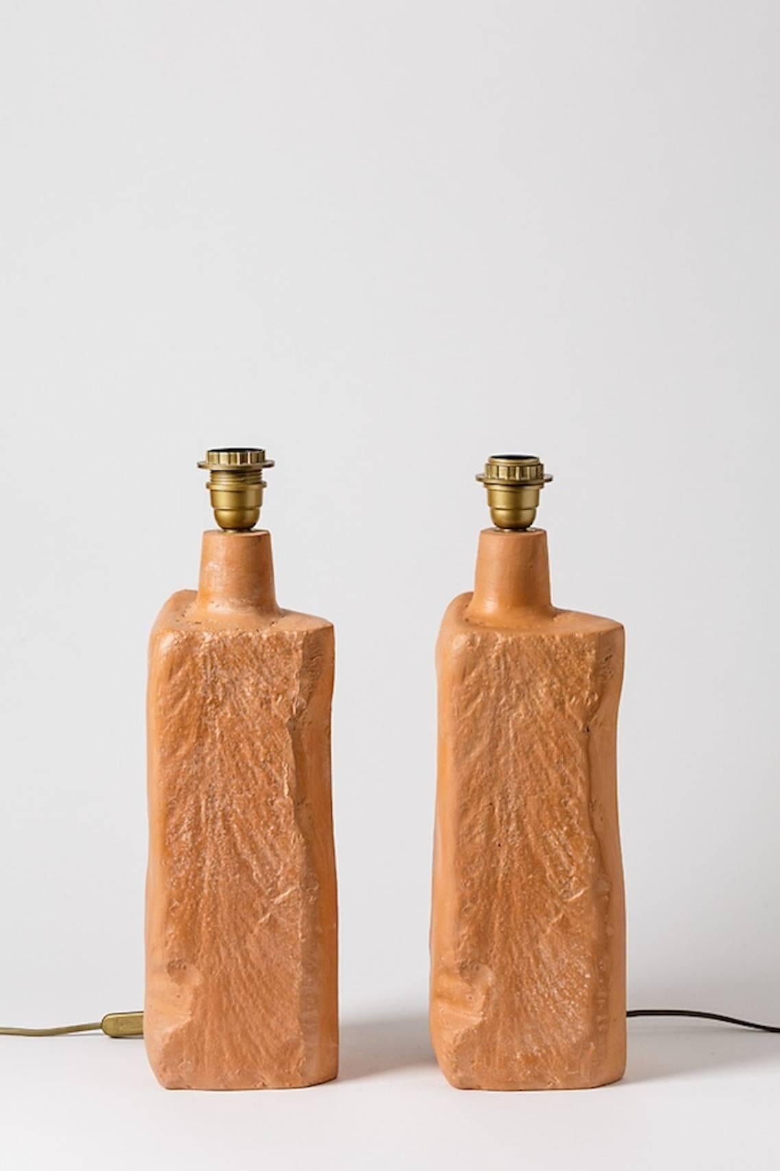 Beaux Arts Elegant Pair of Ceramic Lamps by Tim Orr, circa 1970-1980