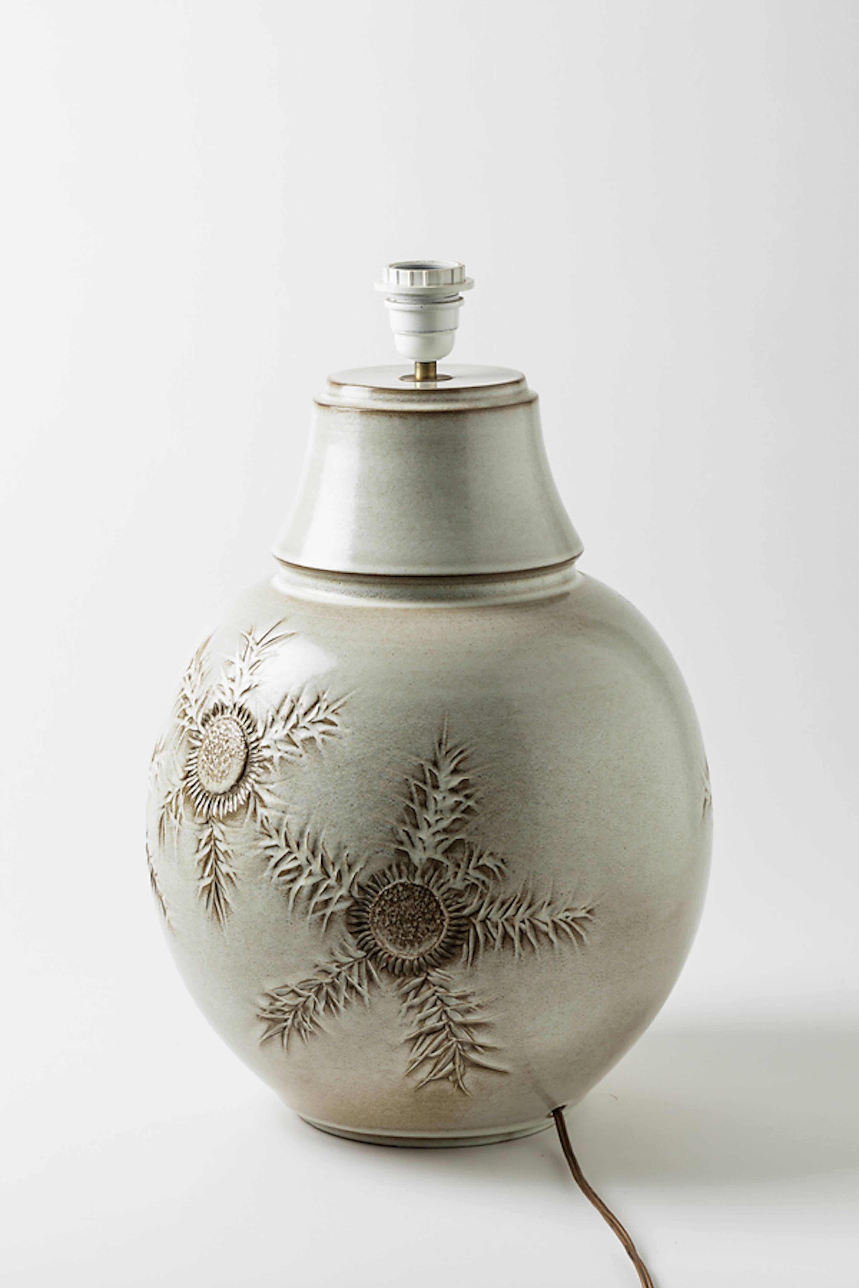 20ième siècle Importante lampe en céramique par Huguette & Marius Bessone:: Vallauris:: vers 1970