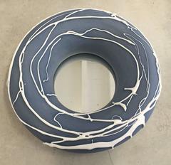 Amazing Blue and White Ceramic Mirror by Mia Jensen, circa 2015