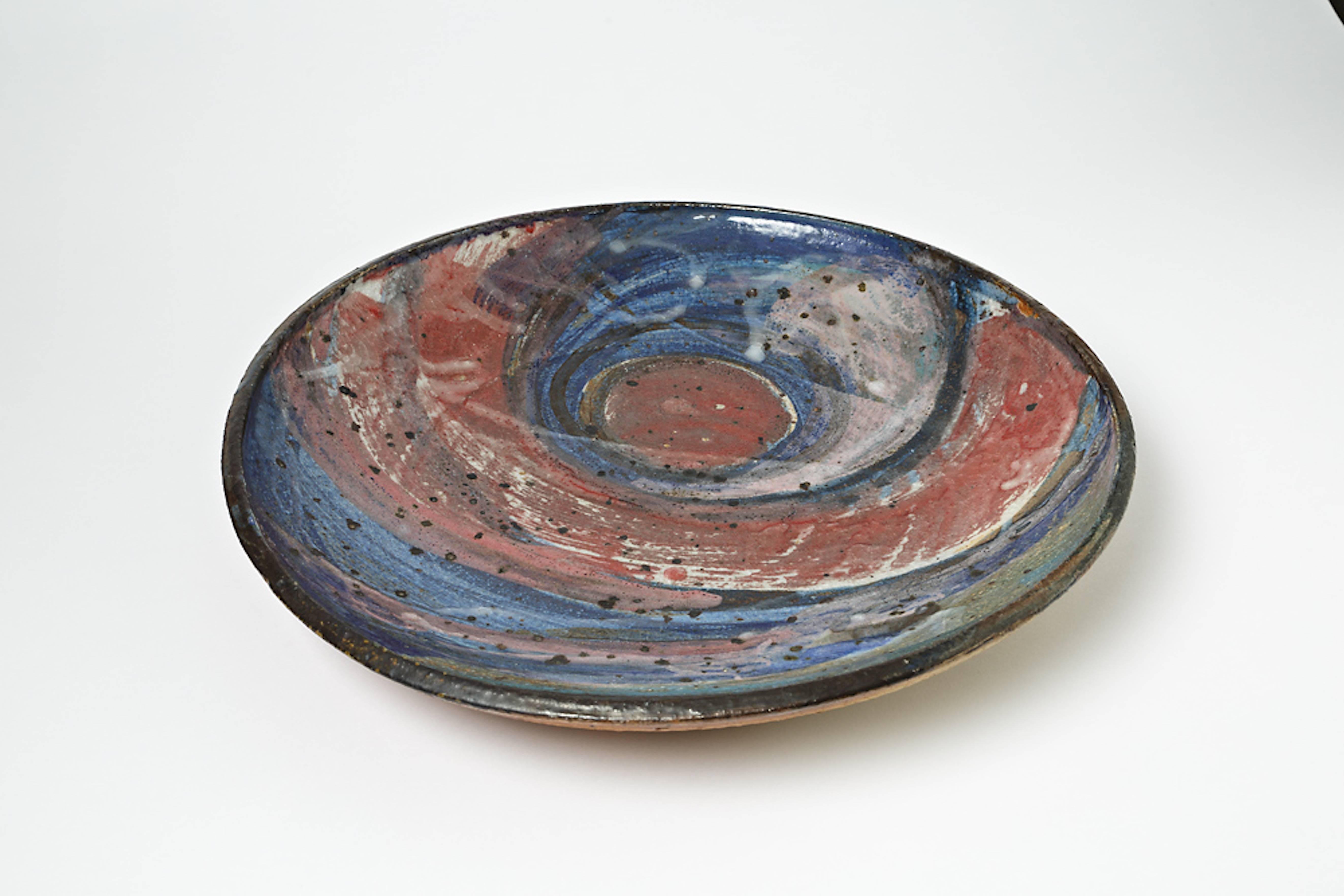 Beaux Arts Important Ceramic Plate by Alain Gaudebert, circa 1980-1990