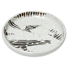 Primavera 20th century art deco white and black ceramic plate or vide poche 1930