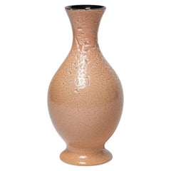 Pol Chambost, Design des 20. Jahrhunderts, schwarze und rosa Keramikvase, 1950