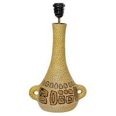 20th century design Accolay yellow and abstract decoration ceramic table lamp