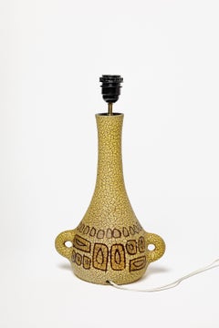 20th century design Accolay yellow and abstract decoration ceramic table lamp