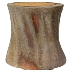 Brown and grey stoneware ceramic stool or table by Brigitte Chassang unique