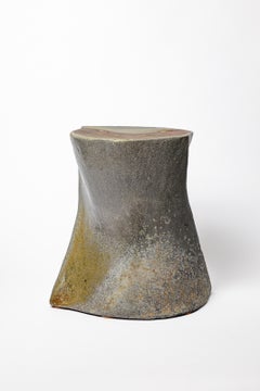 Brigitte Chassang 2025 unique handmade ceramic grey and brown stool or table