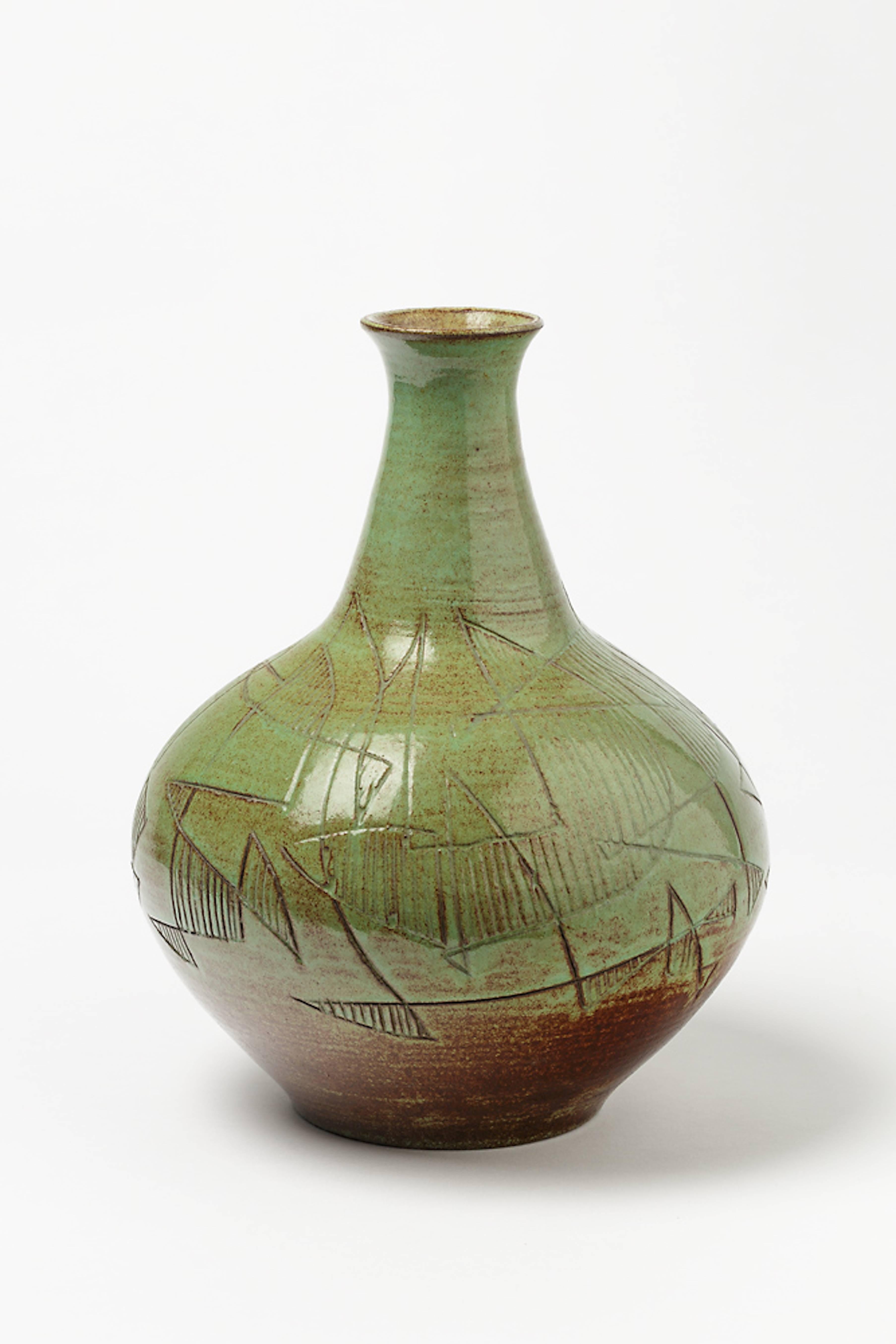Beaux-Arts Vase étonnant en céramique d'Accolay, vers 1960-1970 en vente