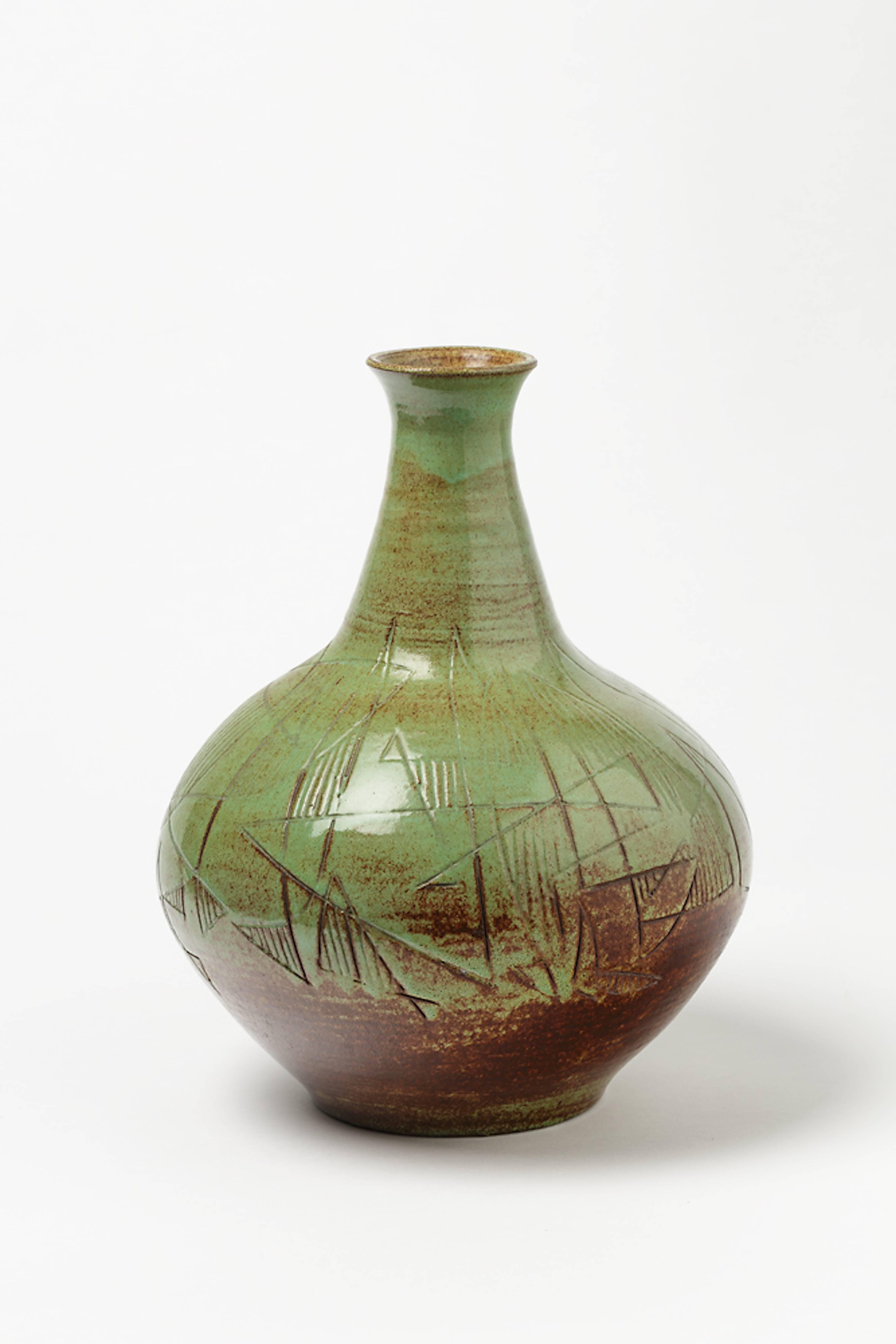 Français Vase étonnant en céramique d'Accolay, vers 1960-1970 en vente