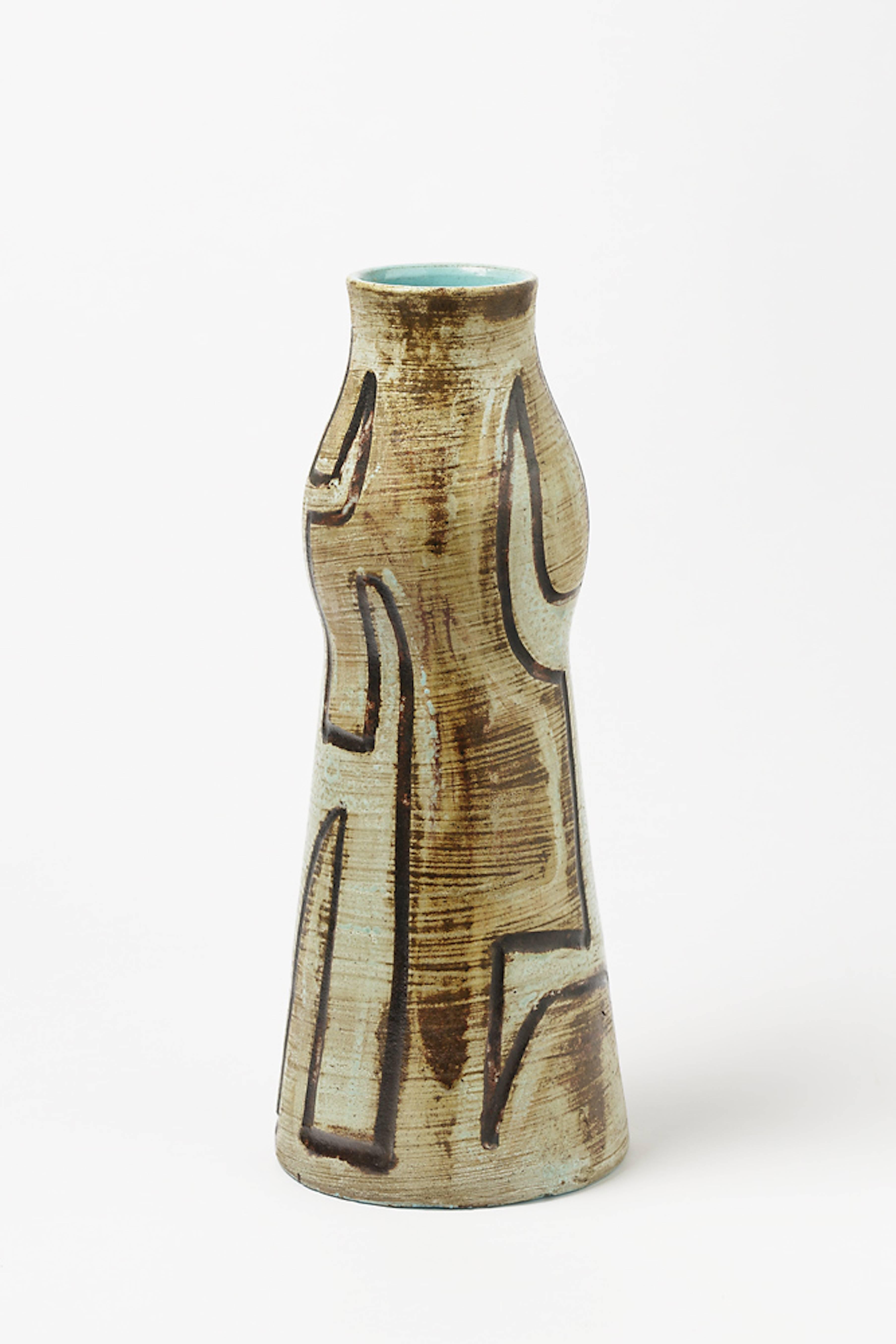 Beaux Arts Extraordinary Ceramic Vase by Accolay, circa 1960-1970, Unique Piece