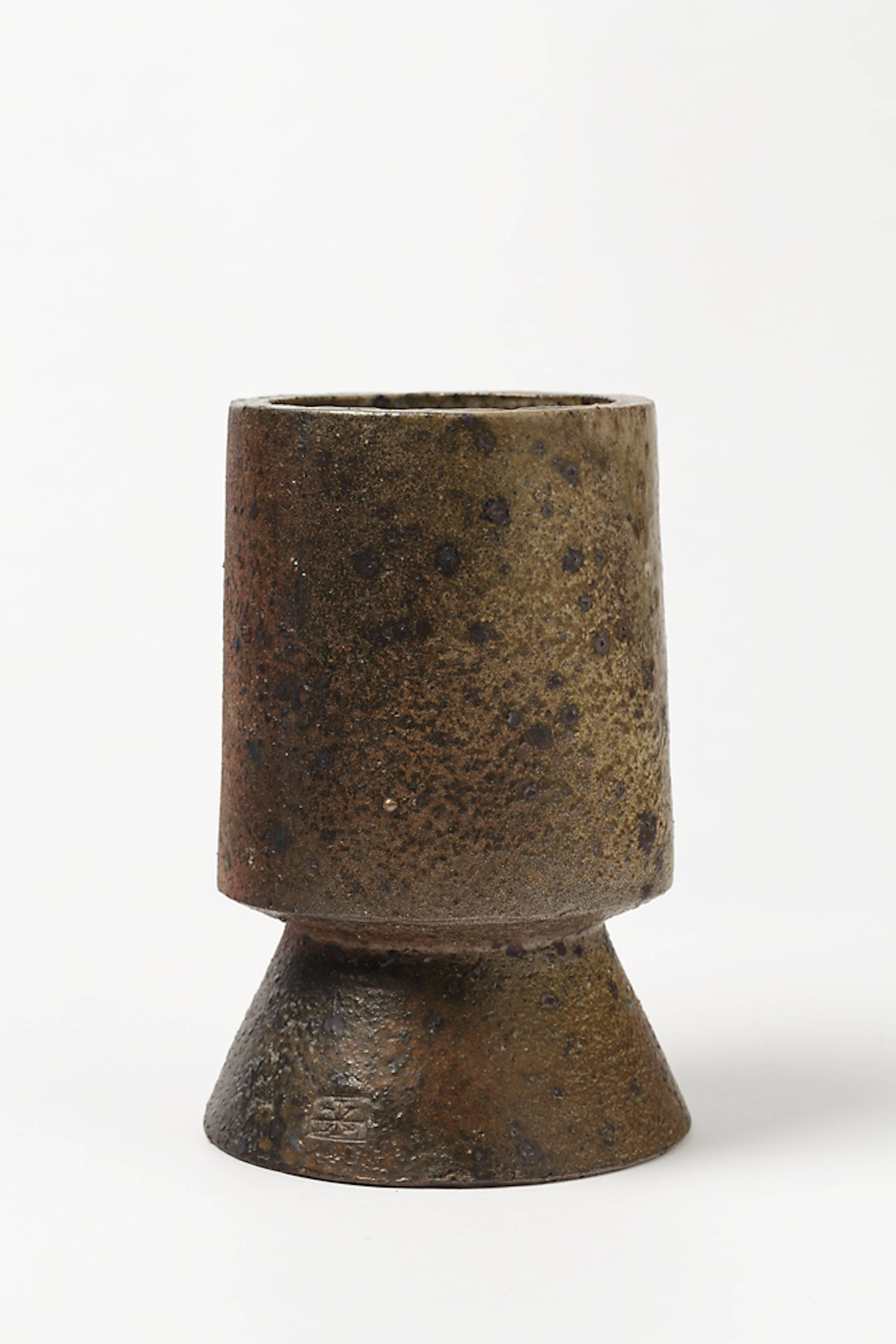 Beaux Arts Rare and Unique Stoneware Sculpture, Vase by Robert Deblander, circa 1970-1975