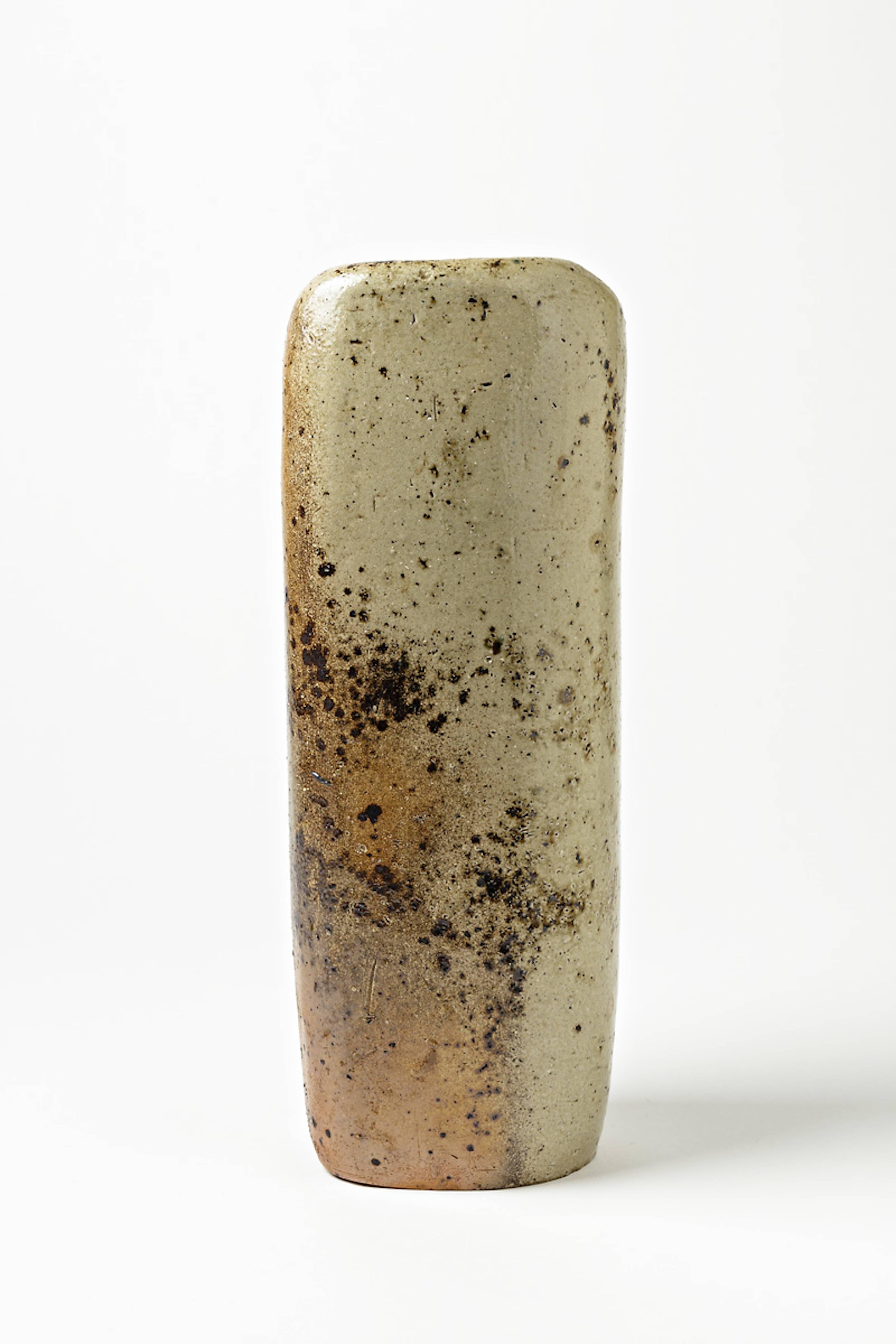 French Exceptional Stoneware Vase by Jean Lerat, La Borne, 1965-1970