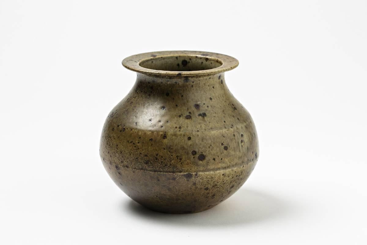 Turned Stoneware Vase by Robert Deblander, circa 1970-1975