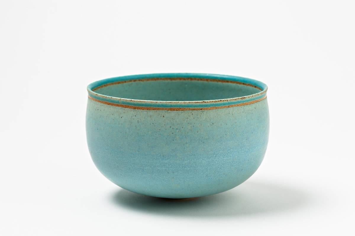 Beaux Arts Very Rare and Elegant Blue Ceramic Bowl by Alev Ebüzziya Siesbye, circa 1988