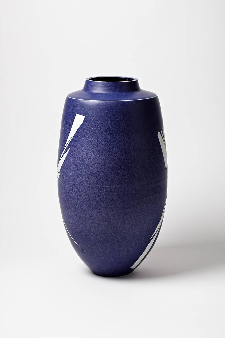 French Important Porcelain Vase by Robert Deblander, circa 1990