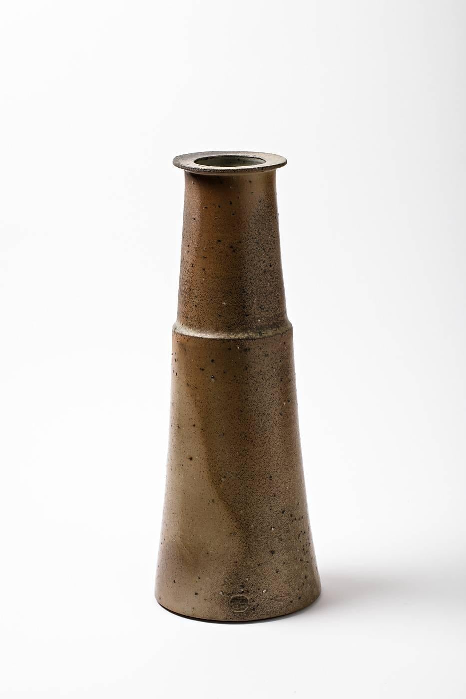 Beaux Arts Big Stoneware Vase by Robert Deblander, circa 1970