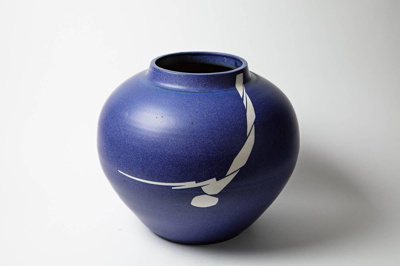 French Exceptional Ceramic Vase by Robert Deblander, circa 1980-1990