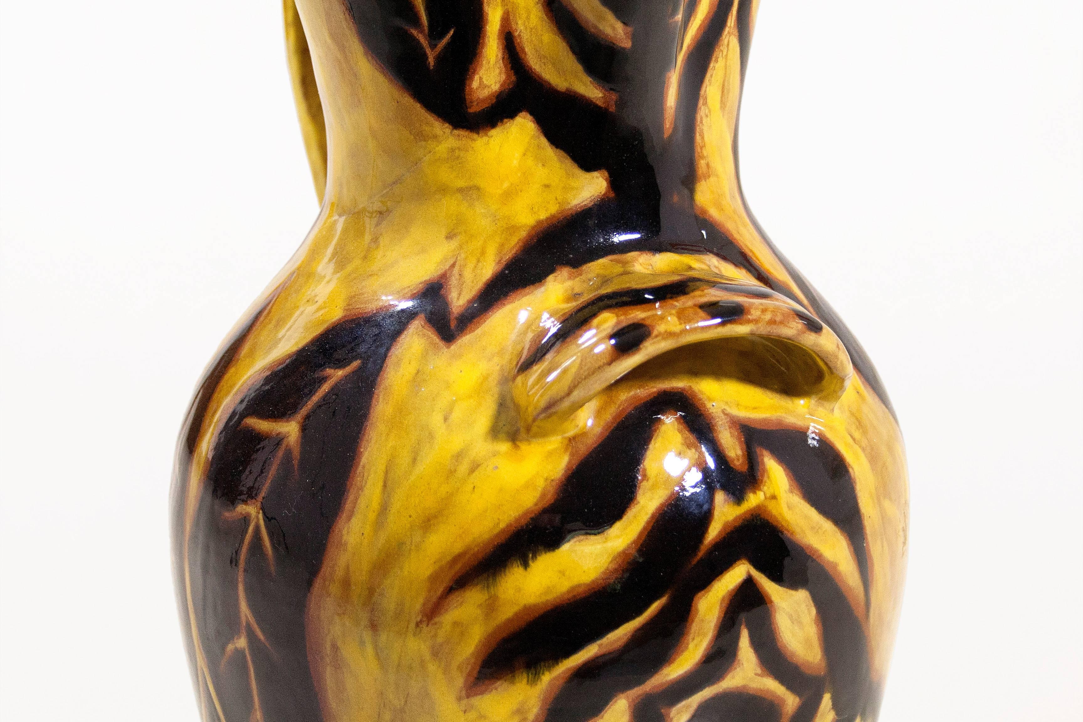 Ceramic Very Large Yellow Vase by Jean Lurçat for Sant Vincens, circa 1950, France 