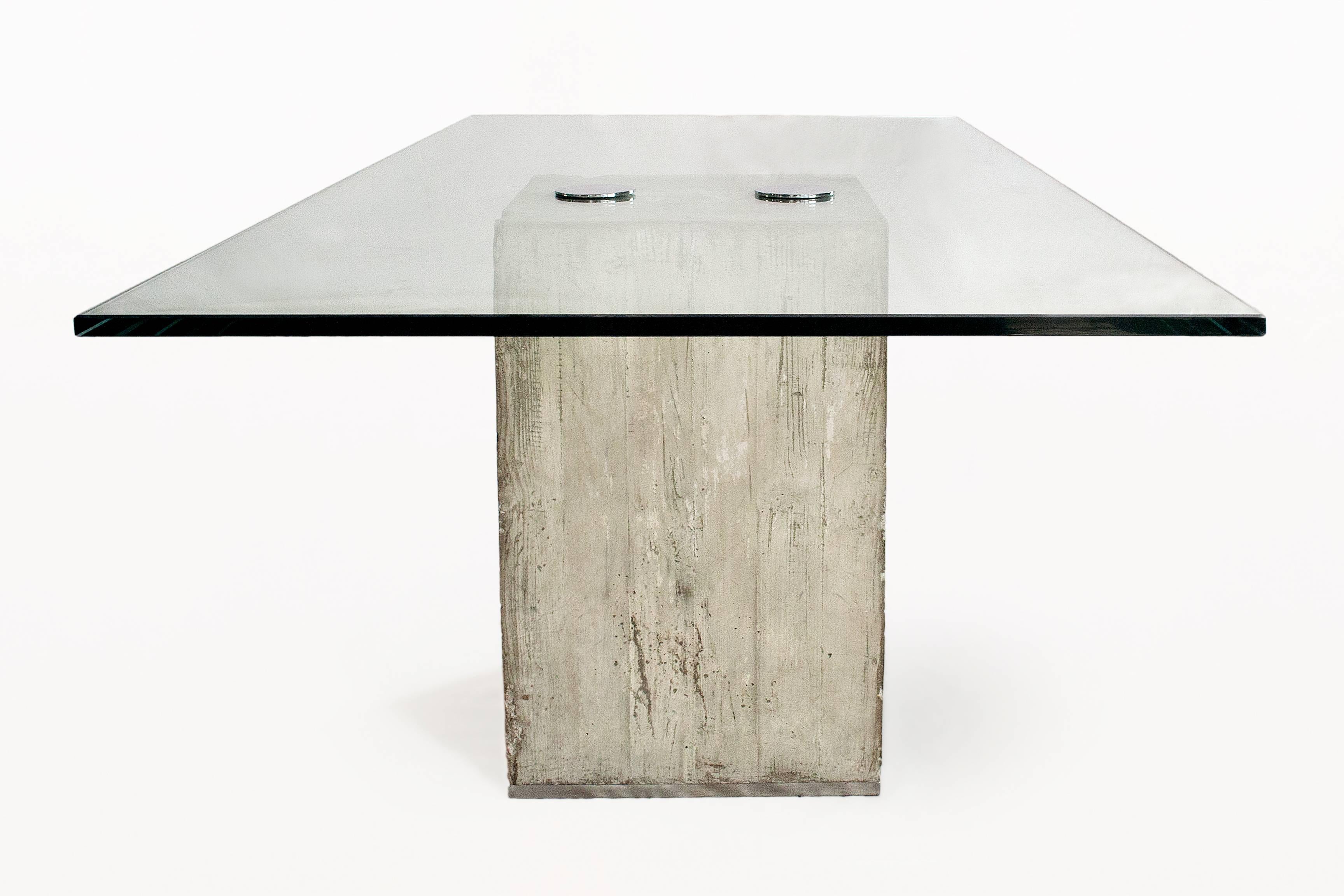 Mid-Century Modern Glass and Concrete Dining Table by Sergio & Giorgio Saporiti, circa 1970, Italy