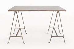 Chrome Desk with Trestle Base by Maria Pergay, circa 1969, France