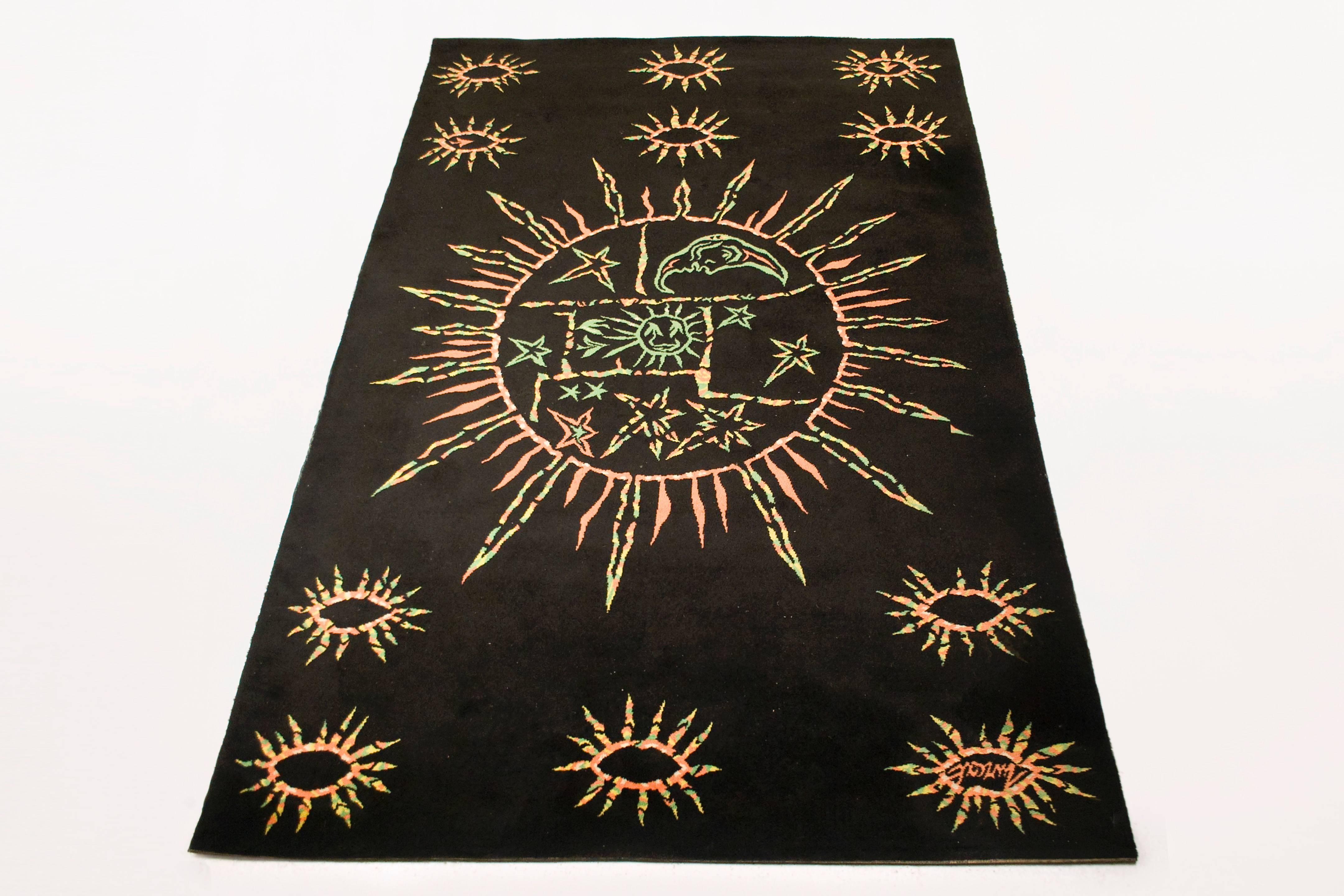 Rug by Jean Lurçat, circa 1960, France. Wool. Made by the "Ateliers des Saints-Pères" very good vintage condition.