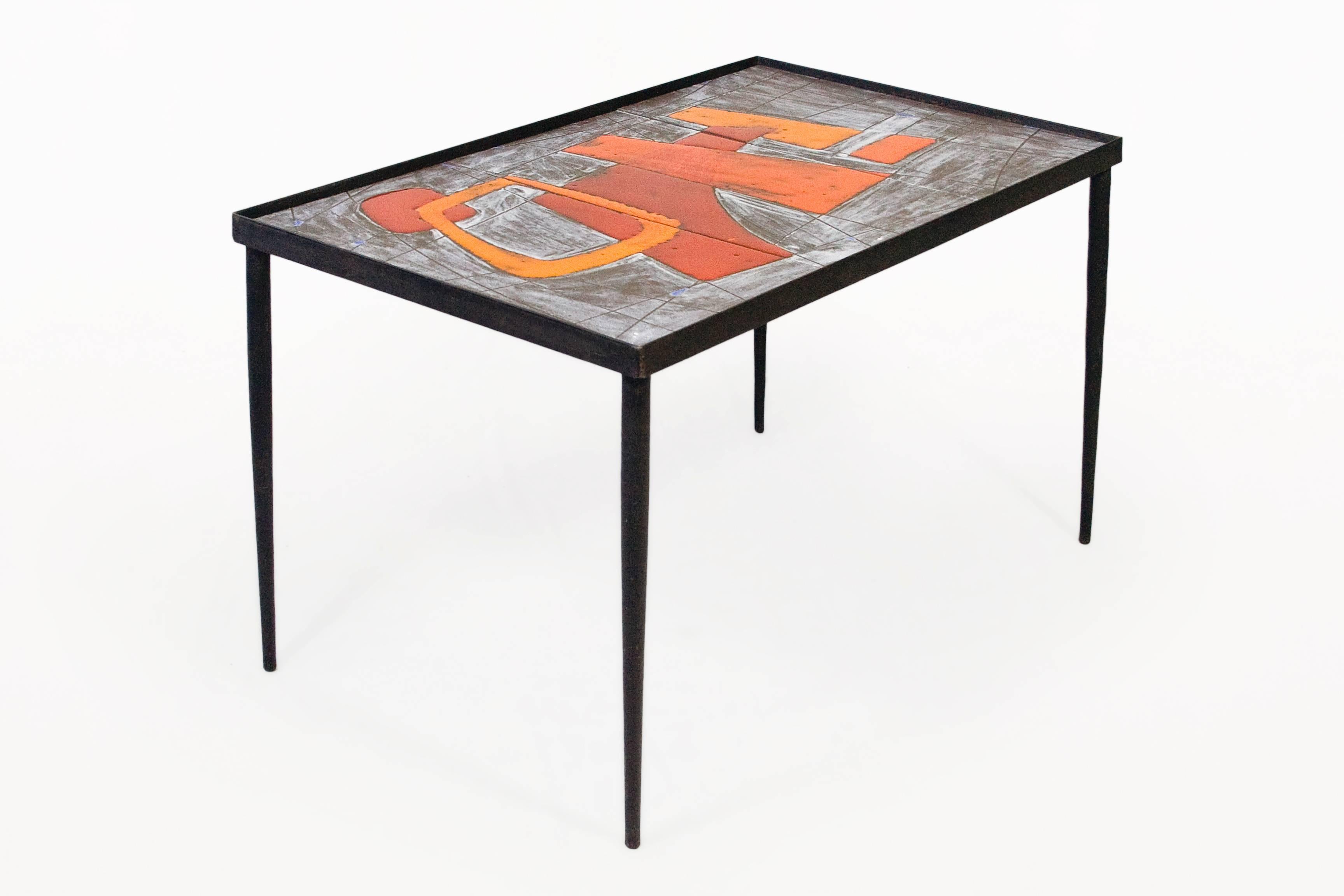 Mid-Century Modern Pair of Robert and Jean Cloutier Ceramic Coffee Tables, circa 1960, France
