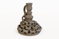 Pair of Large Von Pelt Ceramic Bisque Candelabras, Spain, circa 2000