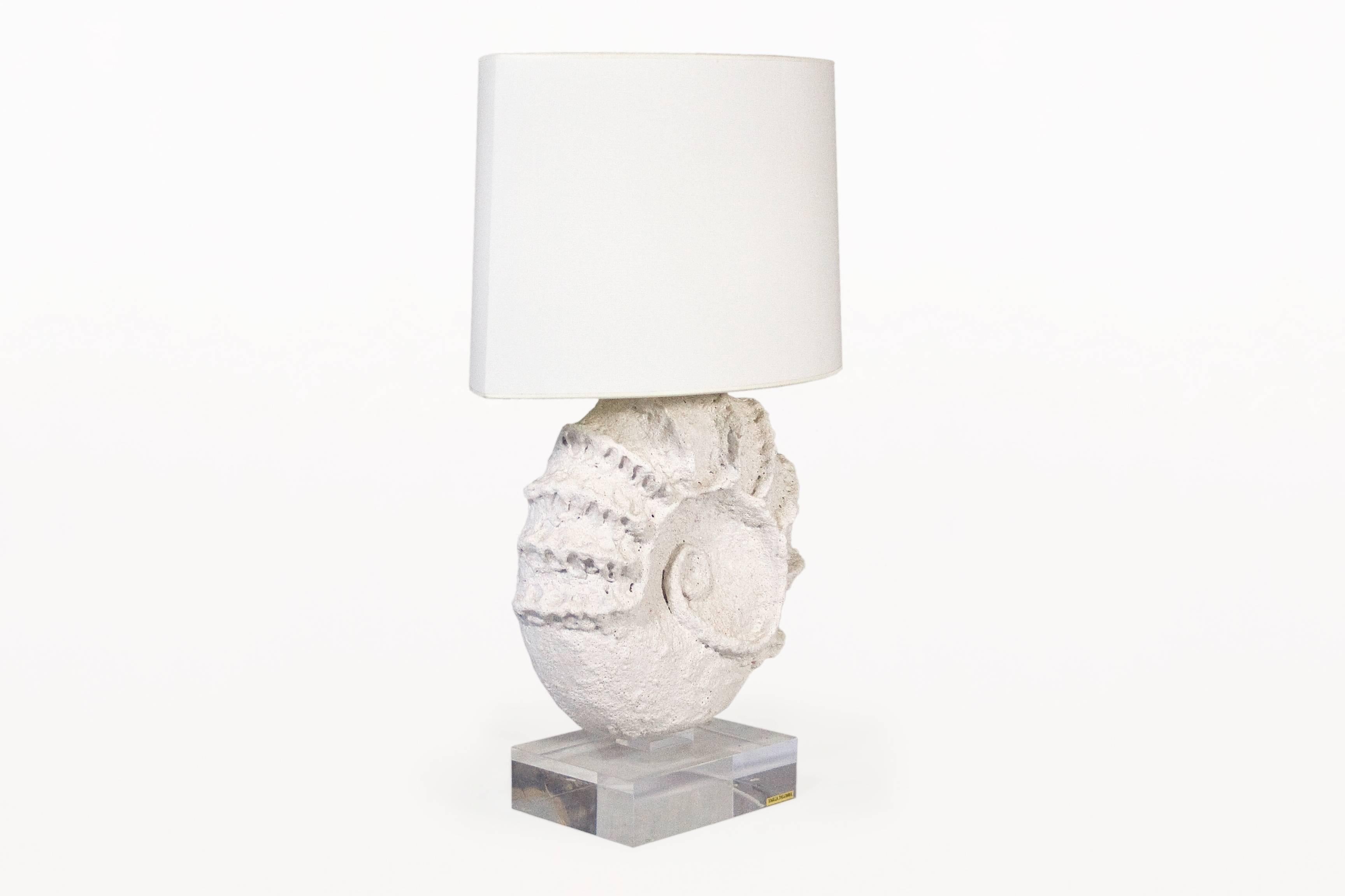 Mid-Century Modern Pair of Emilia Palomba Ceramic Shell Lamps, circa 2000, France