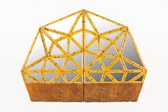 Mid-Century Bamboo and Mirror Headboard by Vivai del Sud, Circa 1970's, Italy