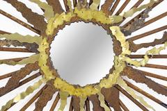 Legendärer Laure Baudet Brutalist Sunburst Mirror:: um 1990:: Frankreich