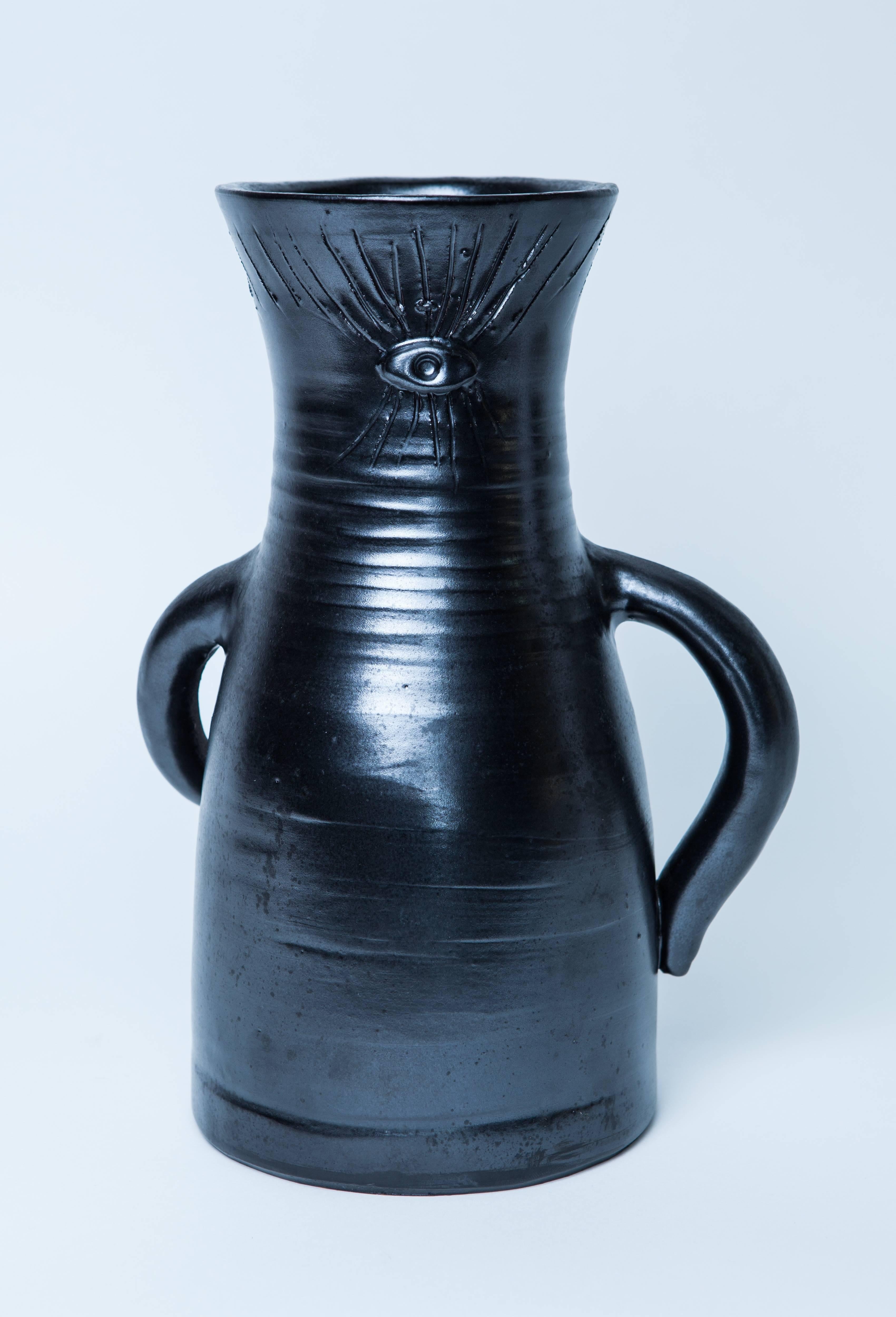 French Robert and Jean Cloutier Black Vase, circa 1960, France