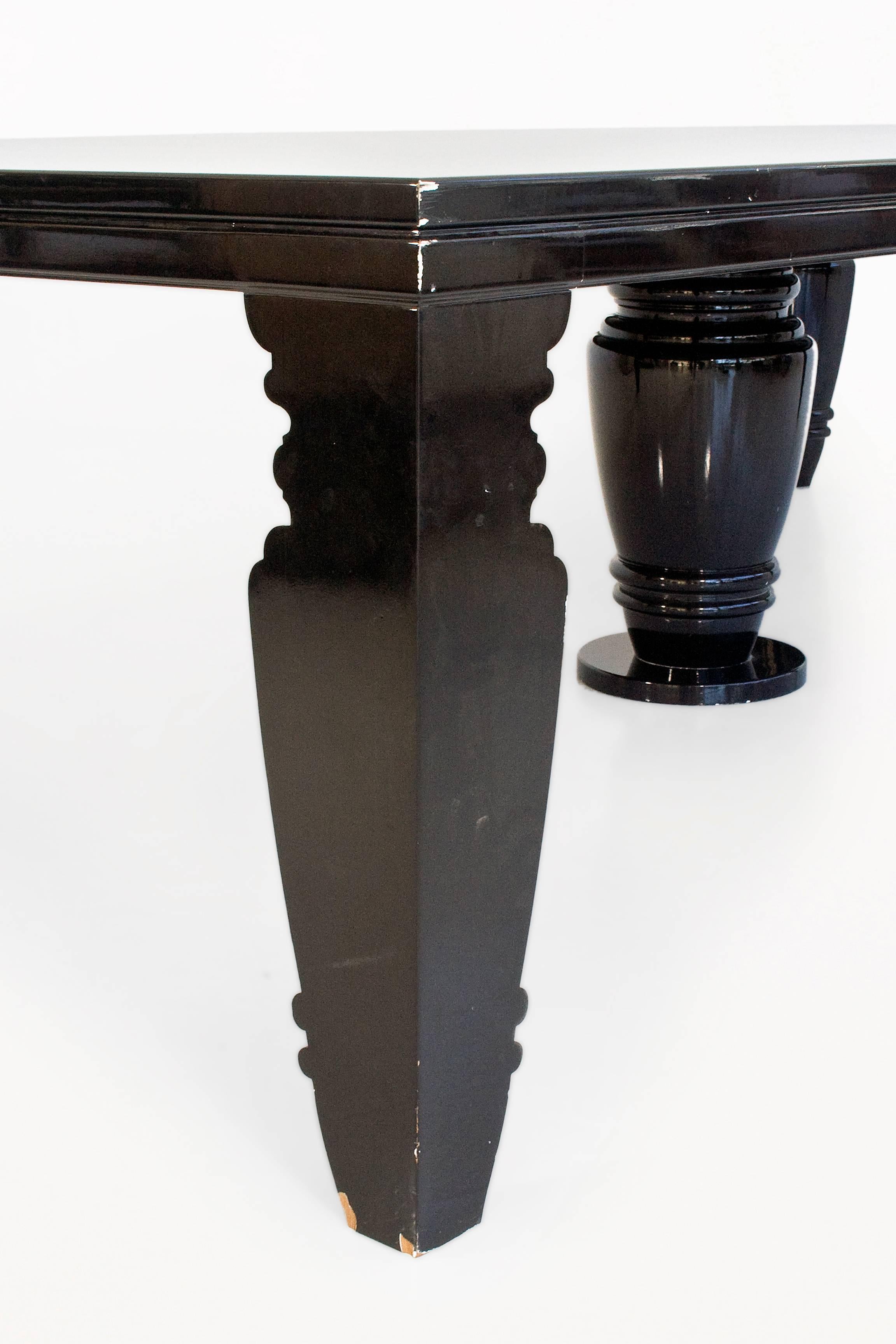 Wood Exceptional, Extra Large Black Lacquered Table, circa 1980, France