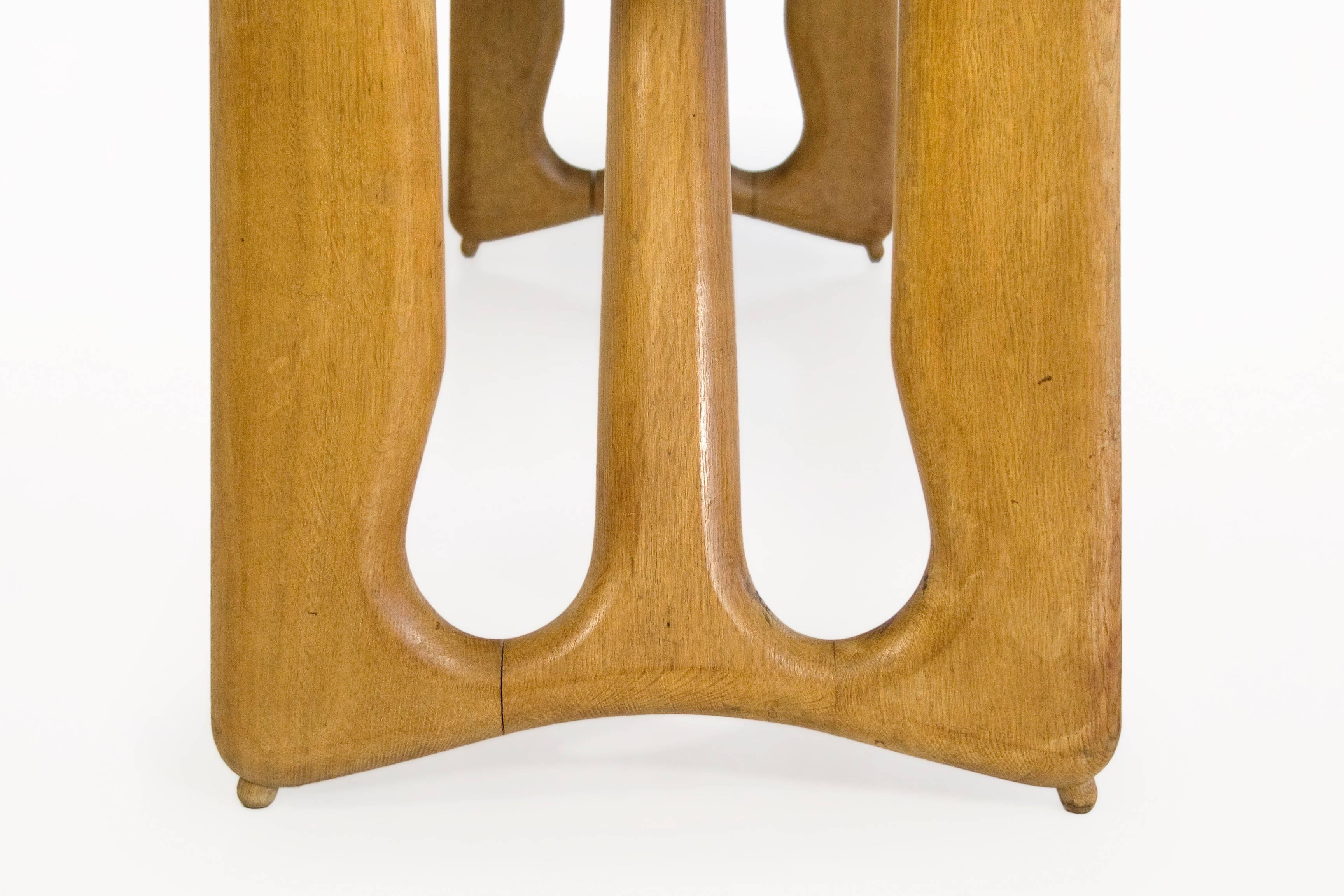 20th Century Guillerme et Chambron Oak Leaf Extension Dining Table, circa 1960, France