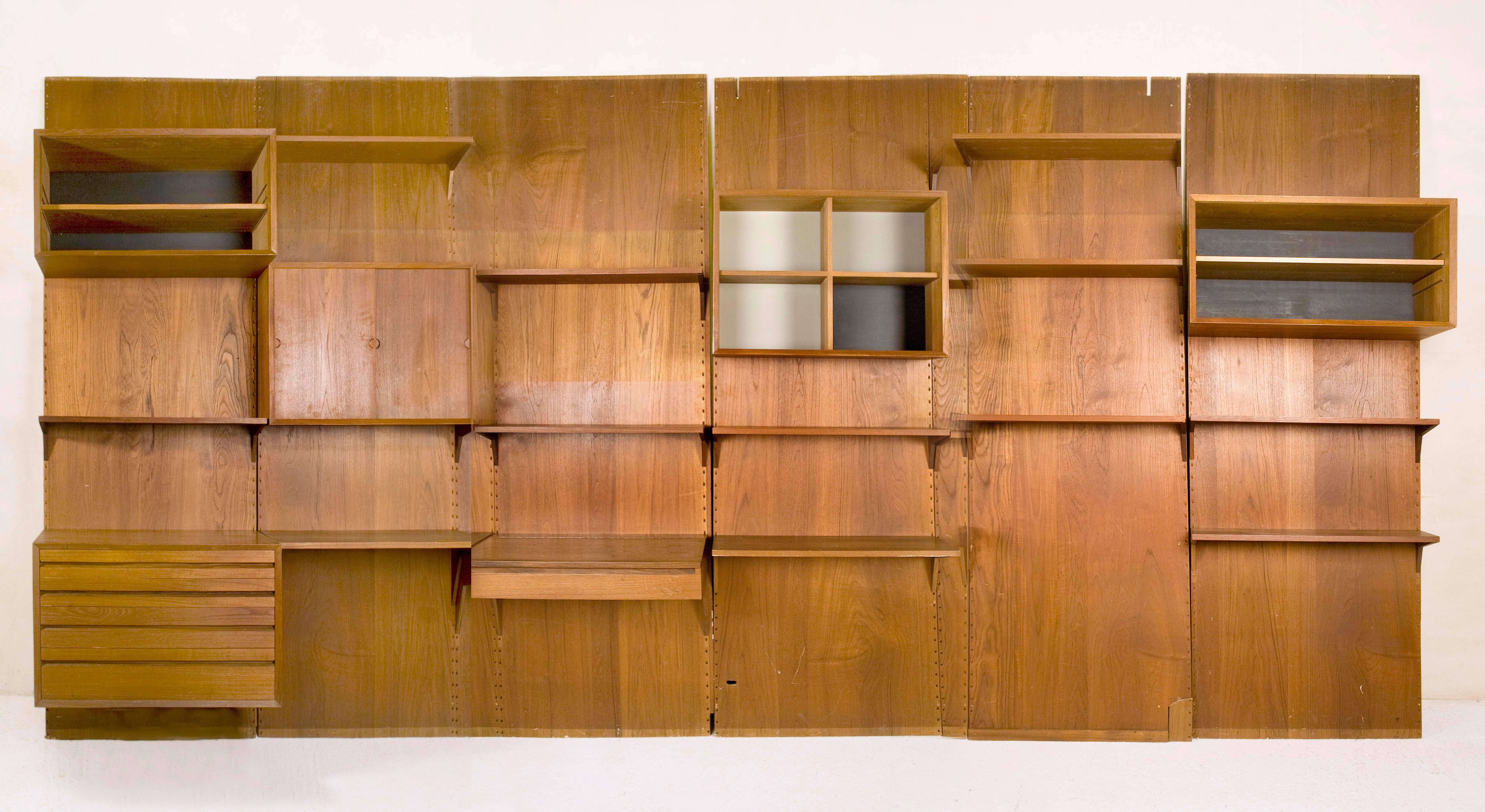 20th Century Teak Wall Unit by Poul Cadovious, circa 1950, Denmark