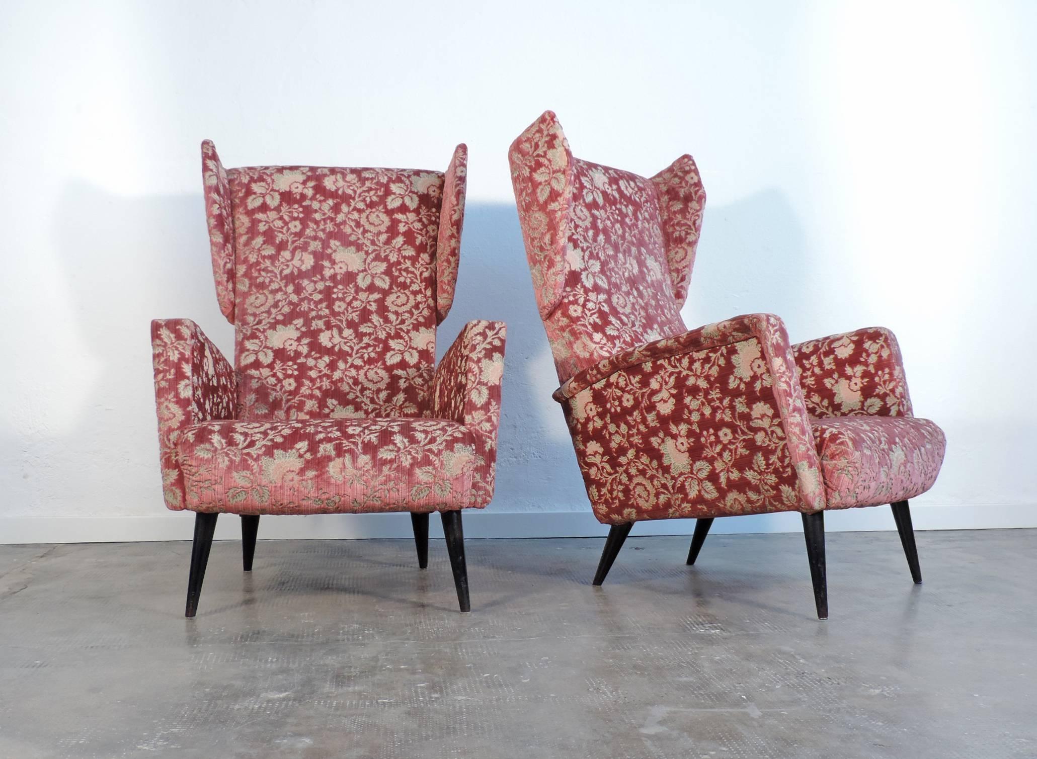 Mid-Century Modern Splendid Gio Ponti Pair of Armchairs for Dassi