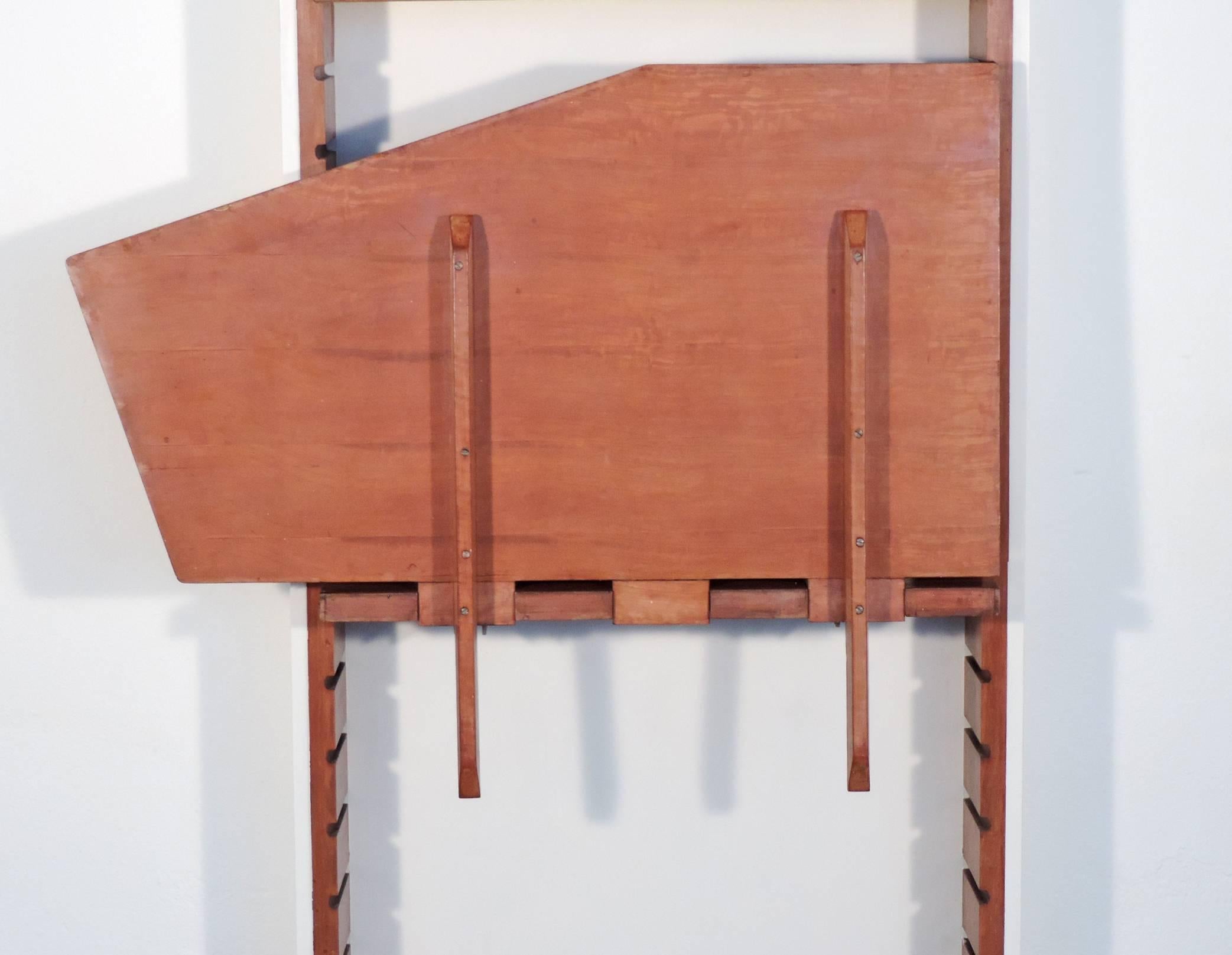 Italian BBPR Unique Encased Library with Foldable Desk