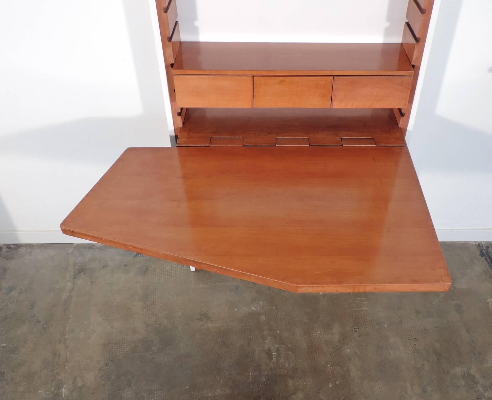 Mid-20th Century BBPR Unique Encased Library with Foldable Desk
