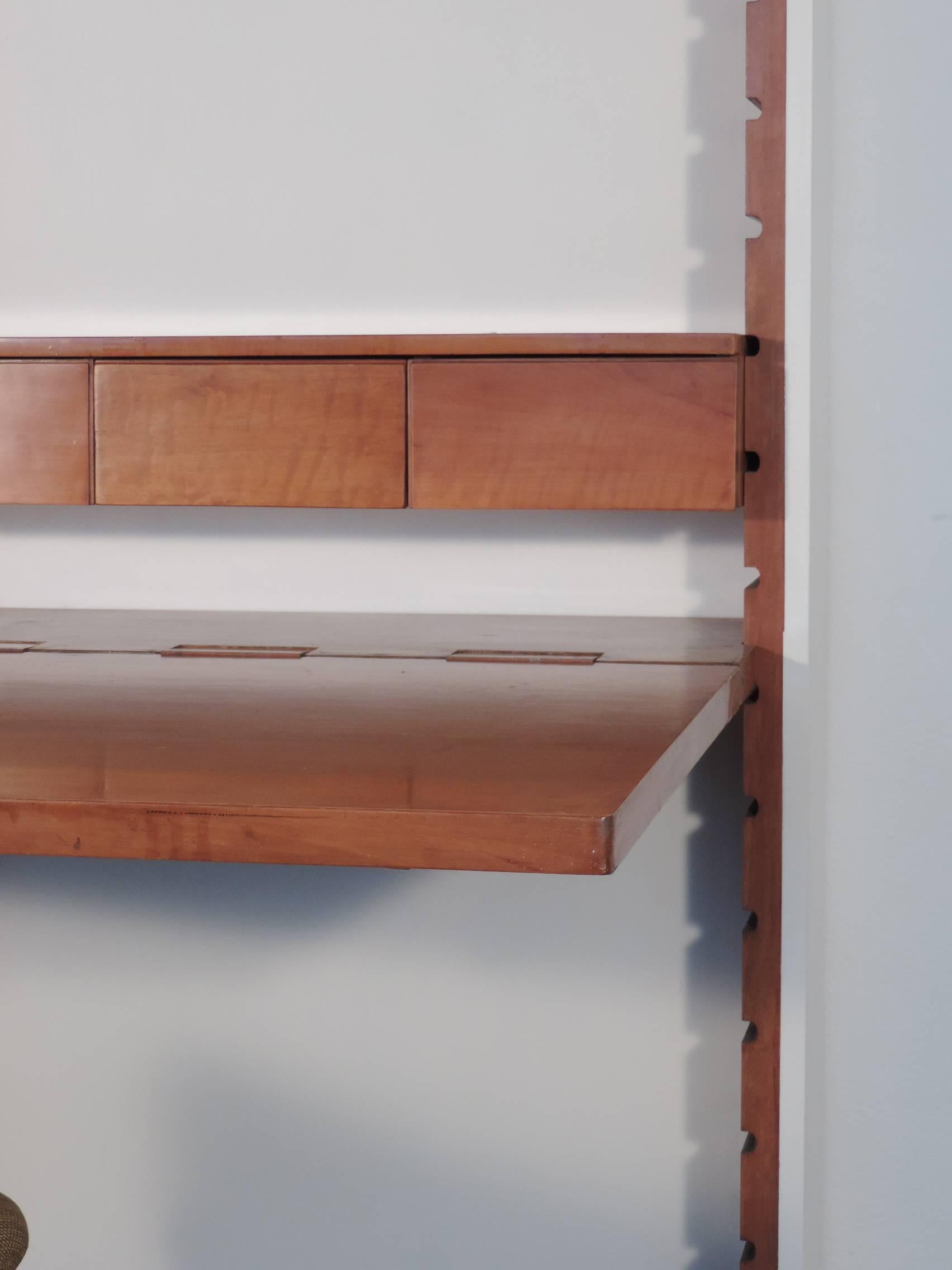 Wood BBPR Unique Encased Library with Foldable Desk