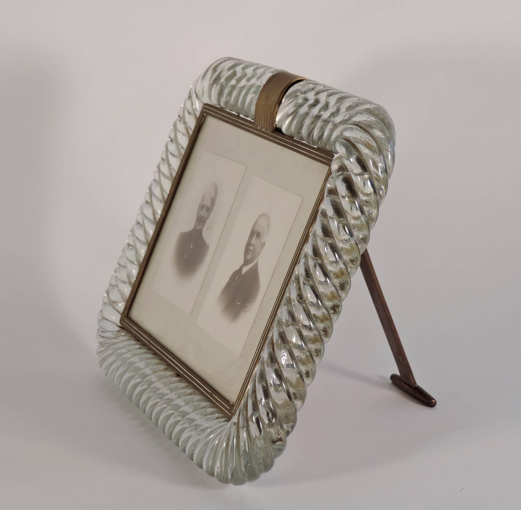 Mid-20th Century Large Venini Torciglione Glass Photo Frame