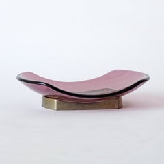 Max Ingrand for Fontana Arte Amethyst Glass and Brass Vide-Poche, Italy, 1960s