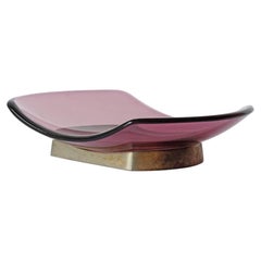 Max Ingrand for Fontana Arte Amethyst Glass and Brass Vide-Poche, Italy, 1960s